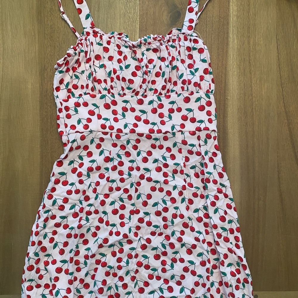Cherry Print Dress with Straps